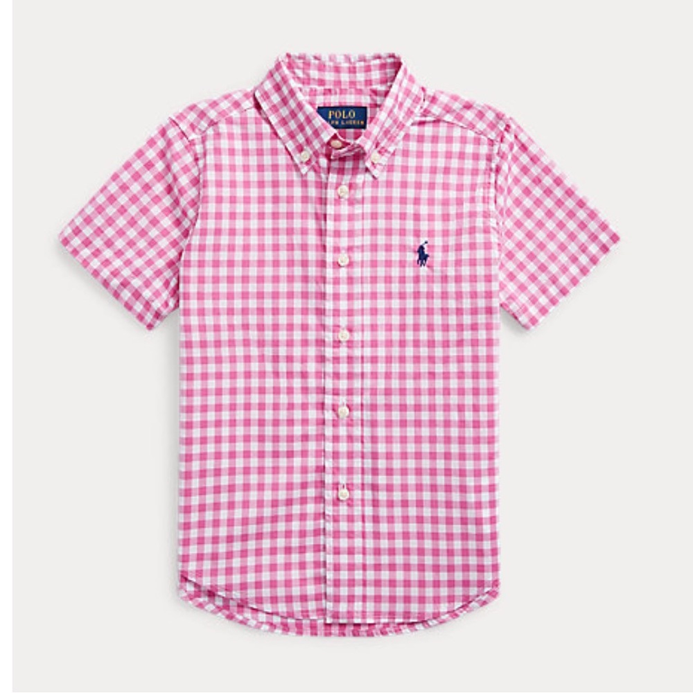 Gingham Cotton Poplin Short-Sleeve Shirt